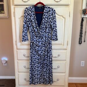 Ralph Lauren Navy and White Floral Maxi Dress